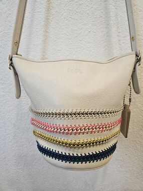 Coach Rare Whiplash Mini Duffle pebble leather "Chalk Multi"